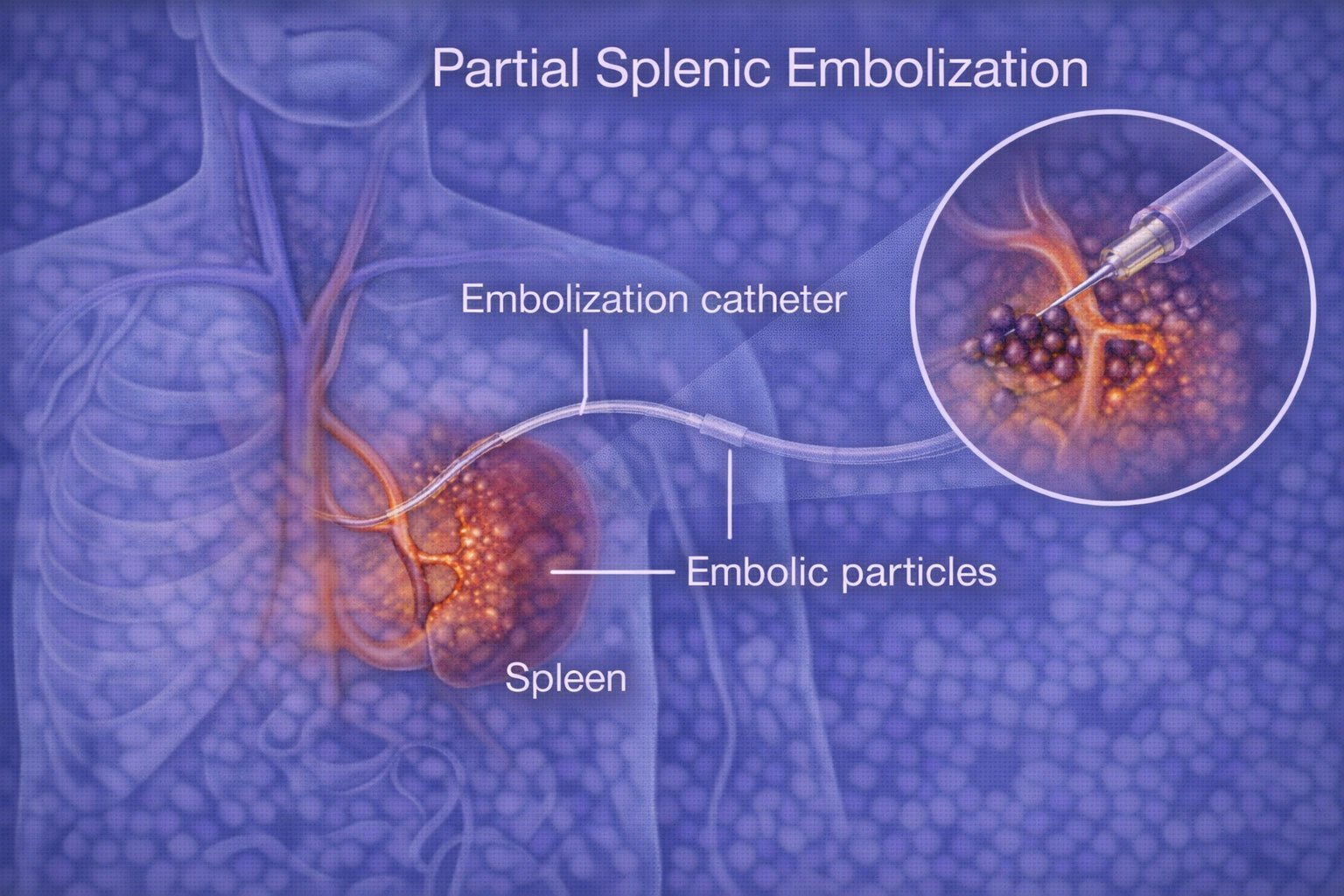 Partial splenic embolization